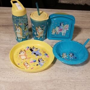 Bluey Kids Plastic Dinnerware Dishes Lot